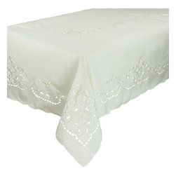 Xia Home Fashions - Daisy Collection 60"x60" Tablecloth, White - Tablecloths
