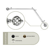 Twist Corner Window Curtain Rod, Satin Nickel, 48"-84"