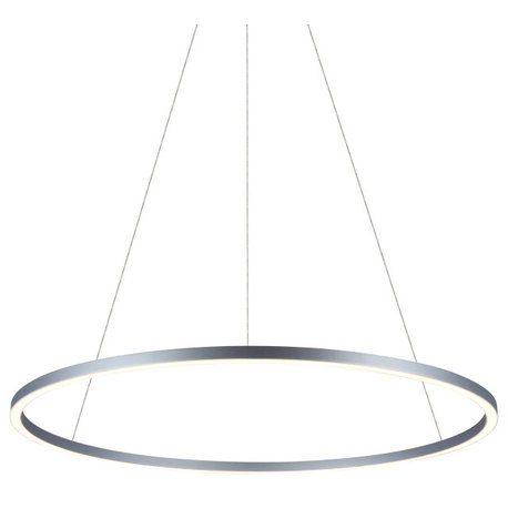 39" Tania LED Circular Chandelier, Adjustable Suspension Fixture, Silver