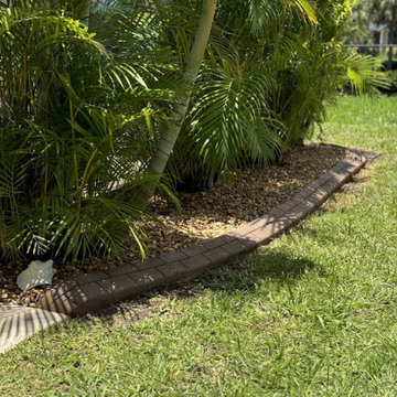 Tan River Rock & Concrete Curbing