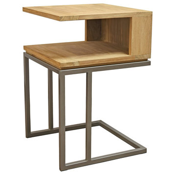 Asta Simplicity Teak and Iron S-Shaped Side Table