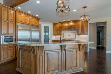 Inspiration for a cottage kitchen remodel in Other with light wood cabinets