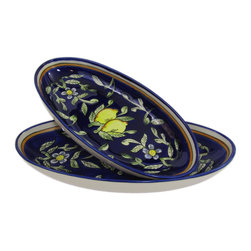 Le Souk Ceramique - Large Stoneware Oval Platters, Set of 2 Citronique Design - Serving And Salad Bowls