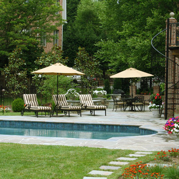 Swimming Pool, Deck and Spiral Staircase