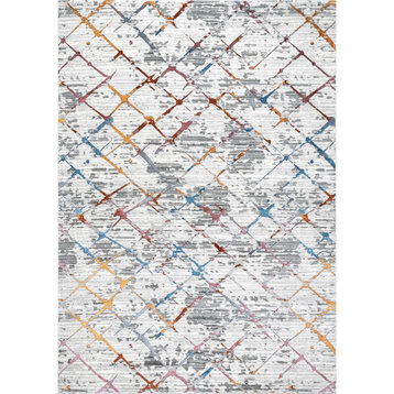 nuLOOM Delilah Modern Abstract Contemporary Area Rug, Light Gray 5'x8'