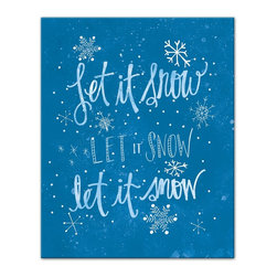 DDCG - Blue "Let It Snow" Canvas Wall Art, 16"x20" - Prints And Posters