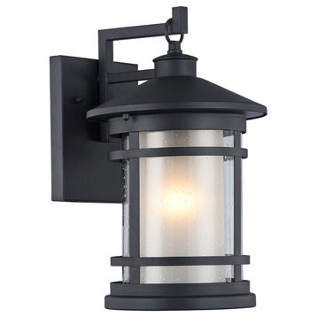 ADESSO, Transitional 1 Light Textured Black Outdoor Wall Sconce, 14" Height