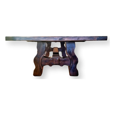Custom Made Alder Table 10'-0x5'-0 with Rustic Metal Brackets