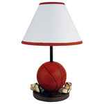 Ore International - 15"H Basketball Accent Lamp - 15"H Basketball Accent Lamp� Accent Kid's Table Lamp; White Empire Uno Shade Made of Linen