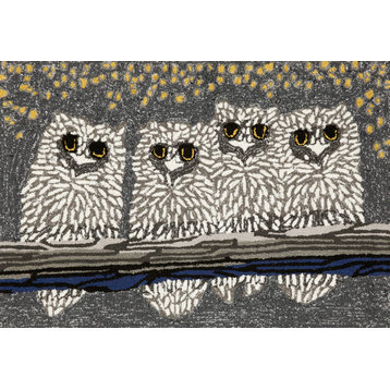 Liora Manne Frontporch Owls Indoor/Outdoor Rug Night 2'x3'