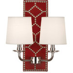 Robert Abbey - Robert Abbey S1031 Williamsburg Lightfoot - Two Light Wall Sconce - Designer: Williamsburg  Cord CoWilliamsburg Lightfo Dragons Blood Leathe *UL Approved: YES Energy Star Qualified: n/a ADA Certified: n/a  *Number of Lights: Lamp: 2-*Wattage:60w B Candelabra Base bulb(s) *Bulb Included:No *Bulb Type:B Candelabra Base *Finish Type:Dragons Blood Leather/Polished Nickel
