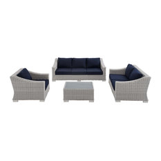 Conway Sunbrella Outdoor Patio Wicker Rattan 4-Piece Furniture Set