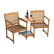 GDF Studio Virginia Outdoor Wood Adjoining Chairs