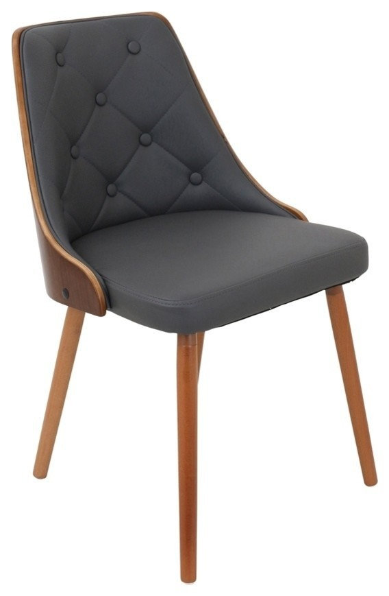 Lumisource Gianna Dining/Accent Chair, Walnut With White Faux Leather