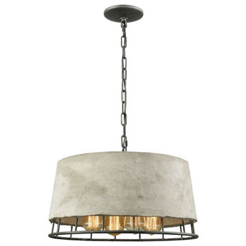 Modern Contemporary Four Light Chandelier in Silver Dust Iron Finish
