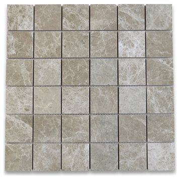 Emperador Light Brown Marble 2x2 Square Mosaic Tile Polished, 1 sheet