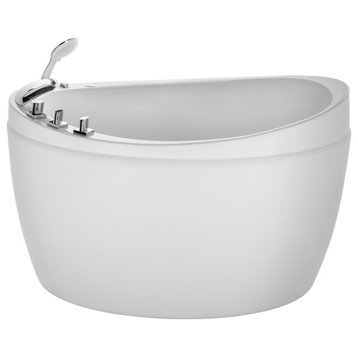 Empava 48 in. Left Drain Oval Freestanding Air Jets Bathtub in White