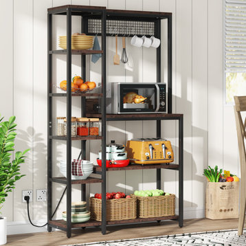 Tribesigns Bakers Rack With Power Outlets, 8-Tier Microwave Stand With Storage