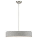Livex Lighting - Elmhurst 4 Light Pendant, Brushed Nickel with Shiny White Accents - This 4 light Drum Pendant from the Elmhurst collection by Livex Lighting will enhance your home with a perfect mix of form and function. The features include a Brushed Nickel with Shiny White Accents finish applied by experts.