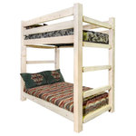 Montana Wood Work - Montana Homestead Twin Over Twin Bunk Bed With Lacquered Finish MWHCBBNV - From Montana Woodworks, the largest manufacturer of handcrafted, heirloom quality rustic furnishings in America comes the Homestead Collection line of furniture products. Handcrafted in the mountains of Montana using solid, American grown wood, the artisans rough saw all the timbers and accessory trim pieces for a look uniquely reminiscent of the timber-framed homes once found on the American frontier. The Homestead bunk bed by Montana Woodworks is a classic of design and build. Skilled craftsmen patiently craft and hand assemble each sub assembly ensuring the bed will last a lifetime. Mortise and tenon joinery throughout. For safety reasons, the upper and lower bunks cannot be separated. Headroom between lower and upper bunks is approximately 44 inches. Headboard and footboard feature a built in ladder. Maximum mattress thickness for top bunk is 8" Some assembly required. 20-year limited warranty included at no additional charge. This items comes professionally finished with a premium grade clear lacquer finish.
