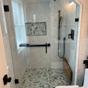 Frameless Ultra-Clear Glass Shower with Sloped Ceiling