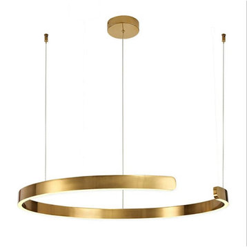 "C" Type gold led chandelier for living room, dining room, bedroom, office, 23.6"