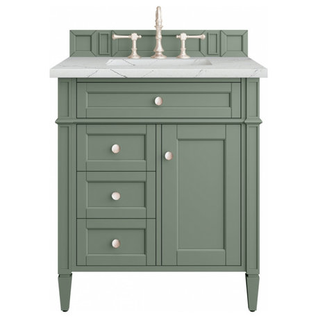 30" Farmhouse Smokey Celadon Single Sink Bathroom Vanity, James Martin