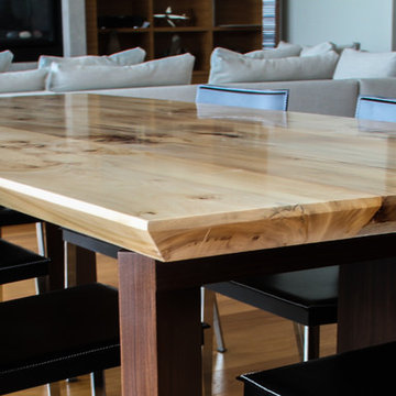 Elm Dining Table with Walnut Legs