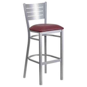 Flash Furniture Bar Stool in Burgundy and Silver