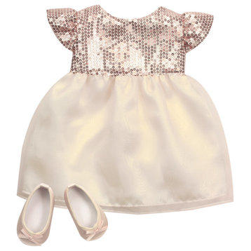 15" Doll - Sequin Dress & Shoes - Gold
