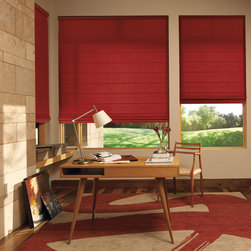 Modern Red Office Custom Window Roman Shades by Hunter Douglas - Roman Shades