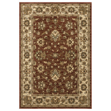 Aiden Traditional Vintage Inspired Red/Ivory Rug, 10' x 12'7"