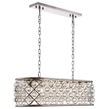 Pendant Light MADISON 6-Light Polished Nickel Crystal Clear Forged