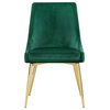 The Draper Dining Chair, Green, Velvet, Gold Base (Set of 2)
