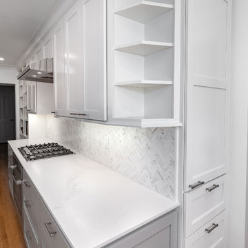 Contemporary Kitchen With Corner Shelves