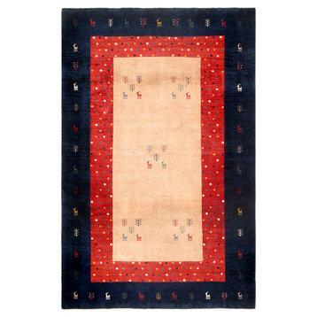 Pasargad Tribal Collection Hand-Knotted Lamb's Wool Area Rug- 4' 4" X  7' 0"