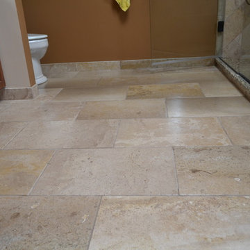 Travertine tile baseboard