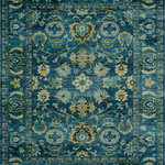 Karastan Rugs - Karastan Rugs Legolas Blue 5'x8' Area Rug - Heirloom inspired details are featured in a bold color palette in the stately style of Karastan Rug's Legolas Area Rug in Blue. Crafted through unique precision dye injected technology to create a tapestry of traditional design motifs, this debut of Karastan's Kaleidoscope Collection is thoughtfully worn through delicately distressed details and color erosion techniques. Stylized on a silky-soft canvas of SmartStrand Triexta yarn, this area rug offers a built-in lifetime stain and soil resistance that will never wear or wash off, helping to maintain its eternally elegant aesthetic. Ideal for entryways, living rooms, kitchens, bedrooms, dining areas, offices and more, this designer style is also available in runners, scatters, 5'x8' area rugs, large 8'x10' area rugs and other popular sizes. Keep your new rug and the flooring beneath looking their best with an essential all-surface, earth conscious rug pad, crafted of 100% recycled fibers and certified Green Label Plus by The Carpet and Rug Institute!