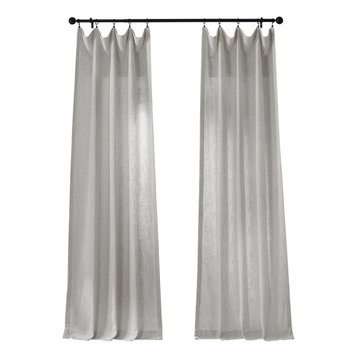 Belgian Heavy Faux Linen Curtain Single Panel, Off-White, 50"w X 96"l