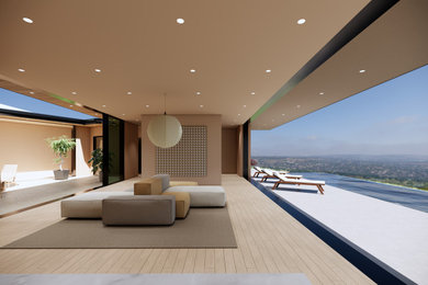 Example of a trendy living room design in Los Angeles