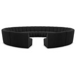 Meridian Furniture - Infinity Black Boucle Fabric Upholstered Arc Shaped Modular Sectional, Black, 12-Piece, Arc-Shaped - Mix and match this Infinity boucle fabric modular chair with other items in the Infinity collection to find the best possible seating solution for your gang. Rich black boucle fabric feels welcoming and soft to the skin, so you stay seated comfortably for the big game or while watching your favorite programs. Deep channel tufting adds to the longevity and durability of this modular chair while giving it texture.
