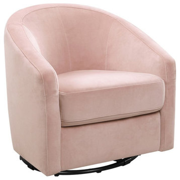 Babyletto Madison Luxurious Velvet Upholstered Swivel Glider in Blush Pink