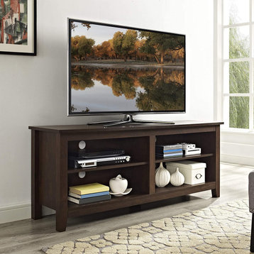 Classic 4 Cubby TV Stand for TVs up to 65 Inches, 58 Inch, Brown