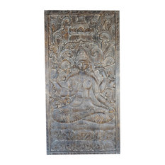 Mogulinterior - Consigned Vintage Carved Wall Panel Vishnu Hindu God of fortune And Prosperity - Wall Accents
