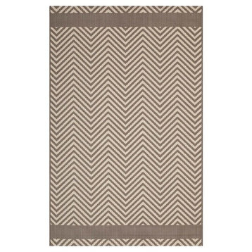 Optica Chevron With End Borders 5'x8' Indoor and Outdoor Area Rug