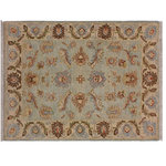Bareens Designer Rugs - Boho Chic Ziegler Sterling Blue Ivory Hand-Knotted Wool Rug - 2'0'' x 2'10'' - Enhance the ambiance of your home with this magnificent Persian-influenced Turkish hand-knotted rug made by skilled artisans capable of creating the most exceptional vegetable dyes and hand-spun wool. This exquisite handmade rug is a one-of-a-kind Peshawar Kafkaz, otherwise identified as Chobi, Chobi Peshawar, Oushak, or Ziegler rug. These handmade rugs are crafted in Pakistan utilizing superior-quality wool imported from Australia, New Zealand, and Korea in two types of weaves: the Persian weave and the Mori weave. This rug is meticulously crafted by hand using the finest natural vegetable dyes extracted from local plants. The artisans use a blend of hand-spun local and fine merino wool, resulting in a rug with a compelling texture, higher lanolin content, and longer staple. The artisans occasionally incorporate natural or artificial silk into the pile to enhance specific motifs. The finished product is an awe-inspiring execution of flawless design and an understated palette that exudes elegance.