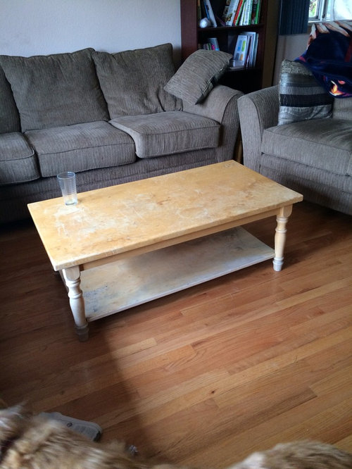 Refinish Coffee Table With Mint Top - How To Sand And Restain Coffee Table