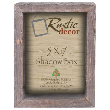Santa Fe Reclaimed Rustic Barn Wood Collectible Shadow Box, 5"x7"