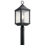 Kichler - Outdoor Post Mount 1-Light, Distressed Black - The 1 light outdoor post light from the Springfield collection offers classic style with a weathered effect. The hammered-look metal and Distressed Black finish gives each fixture texture and character, while the seeded glass softly diffuses the light.