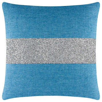 Sparkles Home Luminous Rhinestone Stripe Pillow, 16",  Aqua, Silver